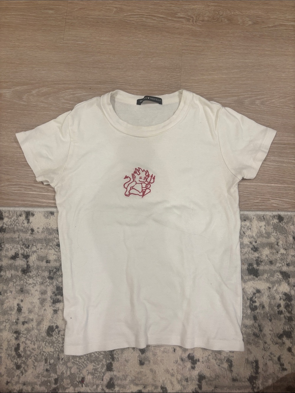 Brandy Melville Tee with Red Devil Embroidery